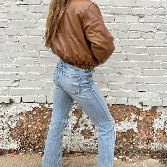 Faux Leather Puffer Jacket - Picture 2 of 2